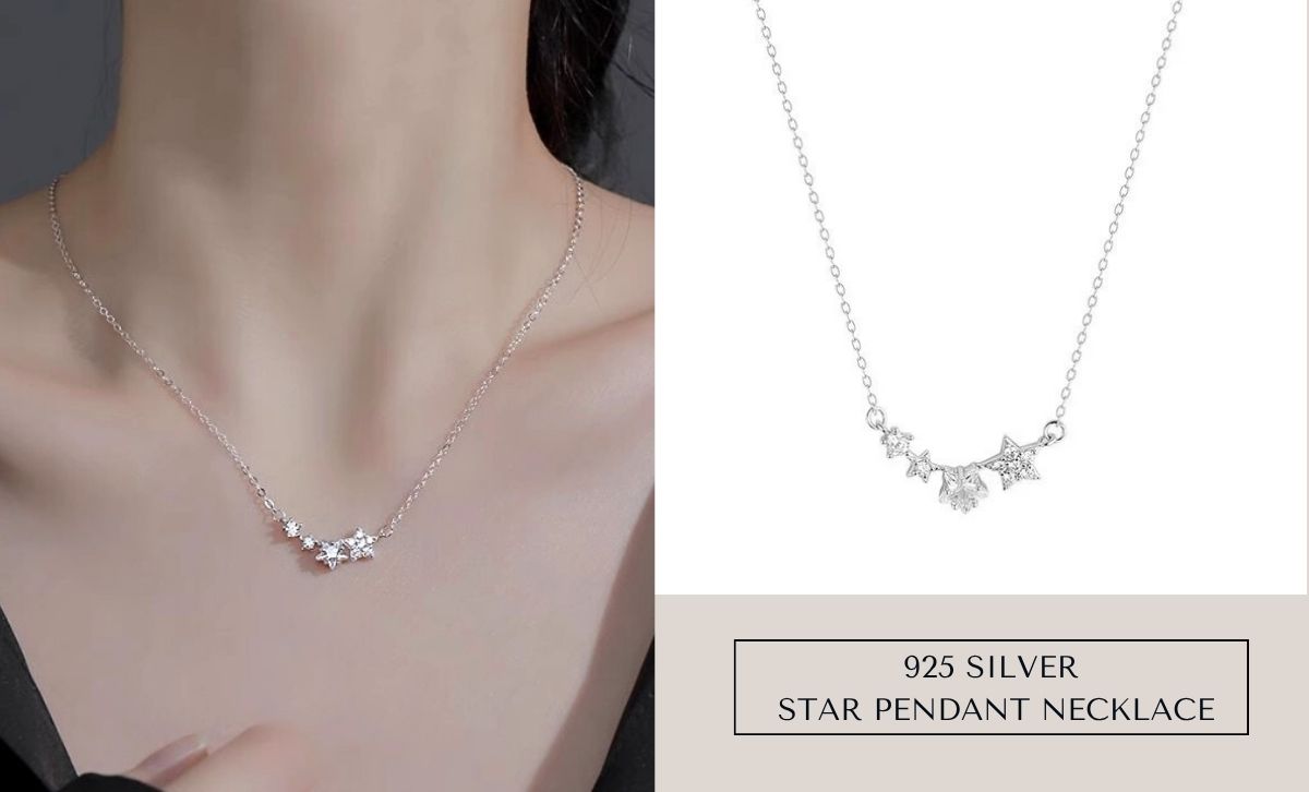 ☆TATIANA☆ Silver 925 Chocolat Heart Star Dangle Necklace N MUSINSA | TATIANA (Silver 925) Chocolate Heart Star Dangle